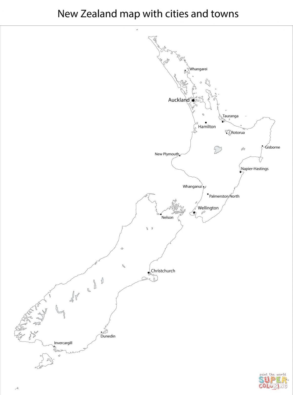 Нови Зеланд картица са градовима