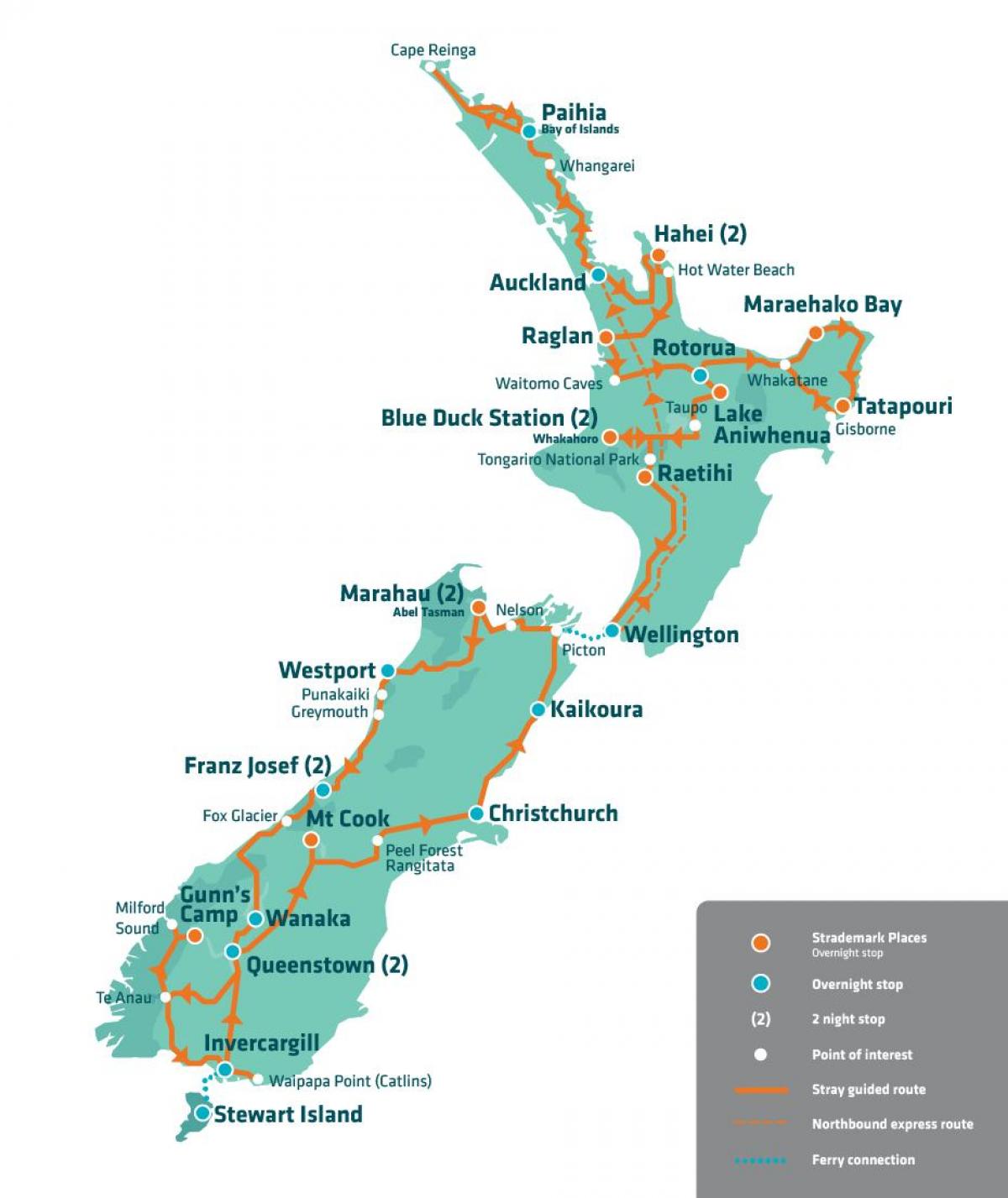 Нови Зеланд знаменитости на мапи