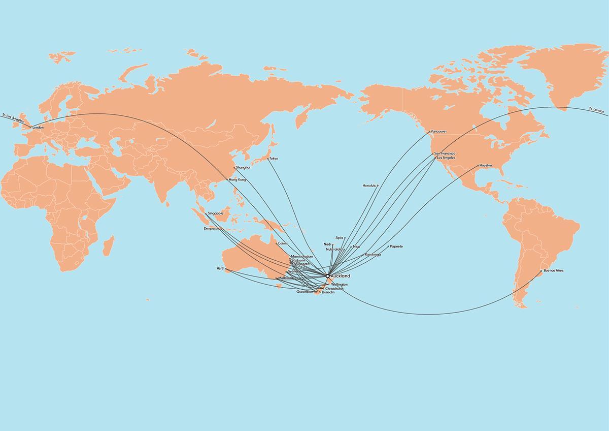 ваздуха Нови Зеланд карта трасе међународне
