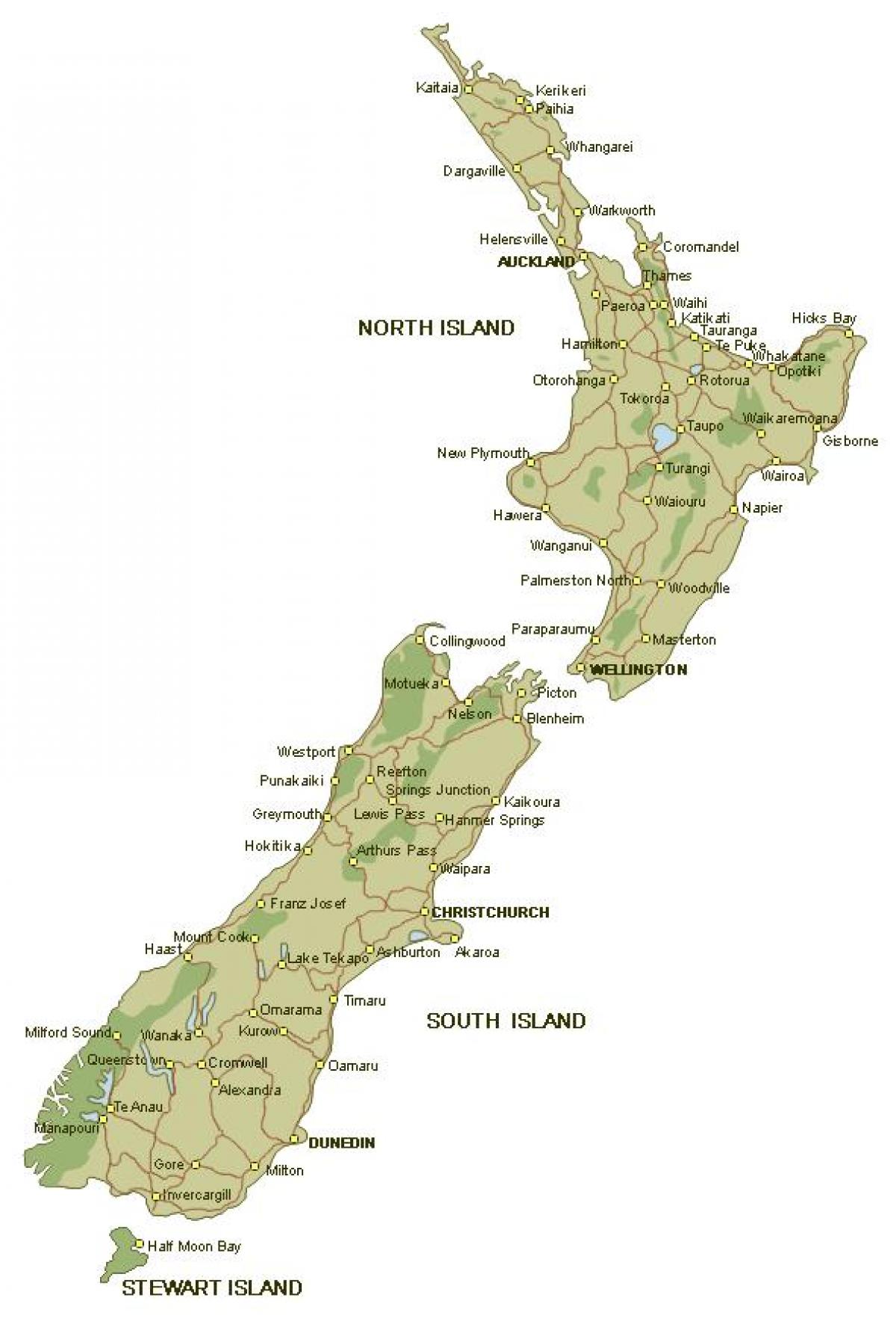 Карта детаљне Нови Зеланд