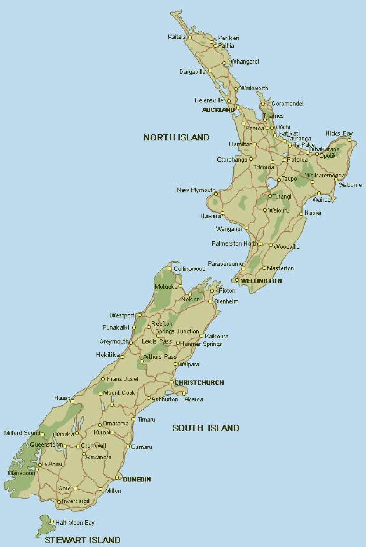 Нови Зеланд детаљна мапа