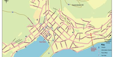 Карта улицама града квинстаун Нови Зеланд