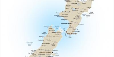 Мапа Новог Зеланда са великих градова